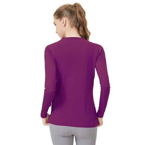 100% Merino Wool Women's Long Sleeve T-Shirt，Thermal Underwear Top for Hiking，Everyday Wear for Base Layer Women3