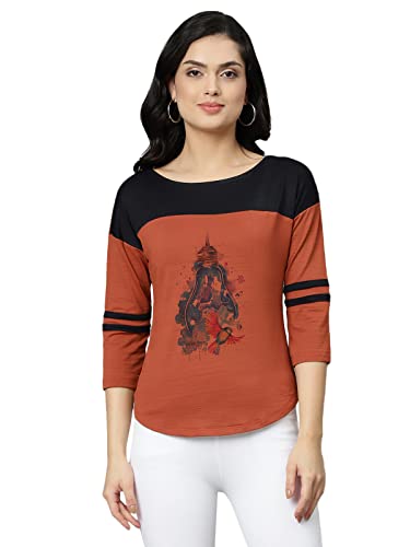 Image of OM SAI LATEST CREATION Women's New 3D Printed Lycra 3 /4 Sleeve Regular Fit Office wear,Casual wear Western Top