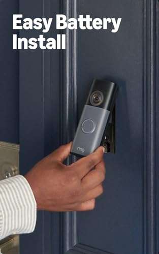 Image of Ring Battery Doorbell (newest model), Speckled Gray with Spotlight Cam, Battery (newest model), White