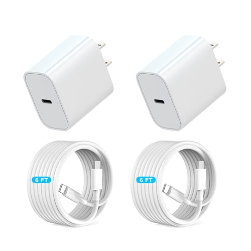iPhone 16 15 Fast Charger, 2 Pack 20W Fast Charging Wall Charger USB C Charger Block with 6FT USB C Cord Compatible with iPhone 16/16 Pro Max/16 Pro/16/15/iPad Pro 12.9 and More