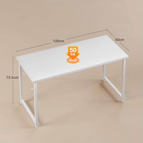 Scrivania per Computer, Scrivania da Ufficio, Scrivanie da Lavoro con Gancio para Auriculares Mesa de Escritura (Bianca, 120x48cm) - Scrivania Gaming - Immagine 2