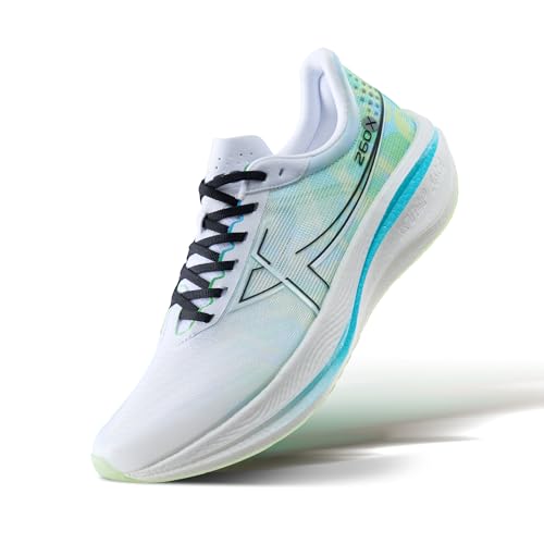 XTEP 260X Herren Laufschuhe Renntraining Carbon Plate Marathon Laufschuh Rebound über 85% Neu Weiß/Rasengrün/Himmelblau Size 42