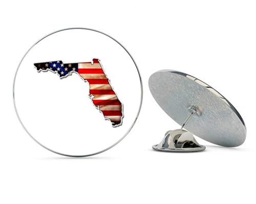 Florida State Shape American Flag Metal 0.75" Lapel Hat Pin Tie Tack Pinback2