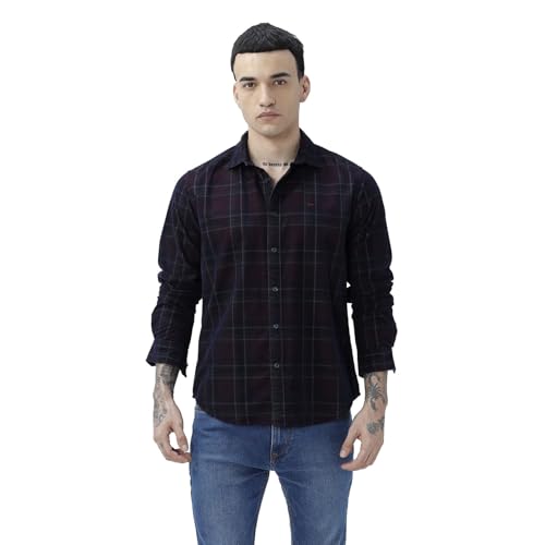 Image of BASICS 100% Cotton Checked Shirt for Men | Slim Fit | Everyday Smart Casual Wear | Full Sleeve