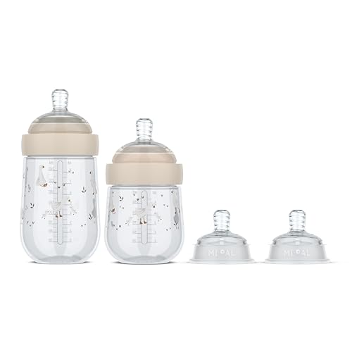 Mepal - Set de Inicio Biberones Mio Little Dutch - 3 piezas - Anticólicos Biberones - Diseño en espiral evita obstrucciones - Silicona de grado médico - 165 + 240 ml - Little Goose