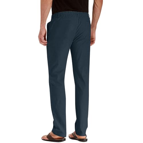 Pants for Men Drawstring Elastic Waist Casual Jogger Straight Leg Trousers Office Business Dress Pants4