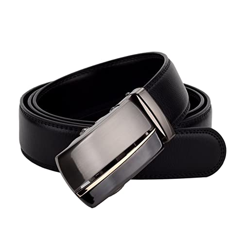 Overhil1s Hommes de Couleur Noire de 3,5 cm de Largeur de Cuir Ceinture de Boucle Automatique de Boucle Automatique de Boucle for Hommes (Belt Length : Length 130cm, Color : Le Noir) Cover
