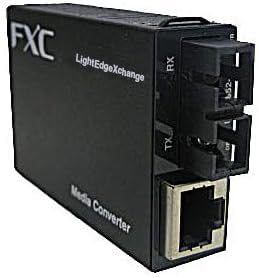 FXC LEX1852-10 | Made in Japan | MMF:550M/SMF:15KM | Multi/Single-Mode Dual SC Fiber to RJ45 Fiber Media Converter | Multi-Function with Dip | ECO Mode | LightEdgeXchange1000Series | JP-LEX