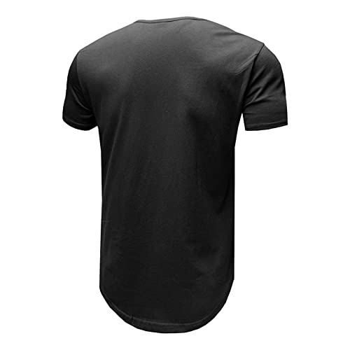Mens Solid Color Ripped T-Shirts Short Sleeve Round Neck Hole Muscle Tee Plus Size Curve Hem Loose Shirt Tops2