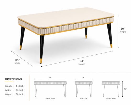 Image of WOODEN SPACE 4 Seater Wooden Dining Table Set | Urban Marble Top Dining Table with Chairs for Dining Room & Kitchen (Modern Zyro Beige) (54 x 36 x 30 inch)