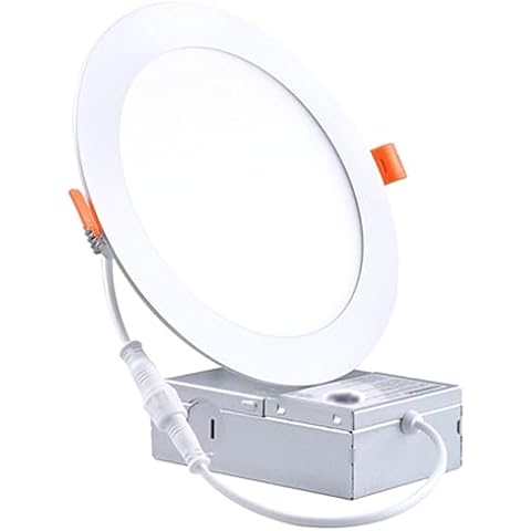 CODAFUL 1 Pack recessed Lighting 6 inch,led Ceiling Lights 6 inch with Junction Box, 6500K Daylight, 12W 110W Eqv, Canless Wafer Downlight, 1050LM High Brightness,Easy to Install Can-Killer Downlight Cover