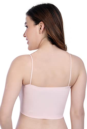 Image of Women's & Girl's Cami /Camisole /Spaghetti /Tank Top | Seamless Design, Soft Padded, Wire Free | Free Size & Stretchable (Upto Bust Size 28-36)