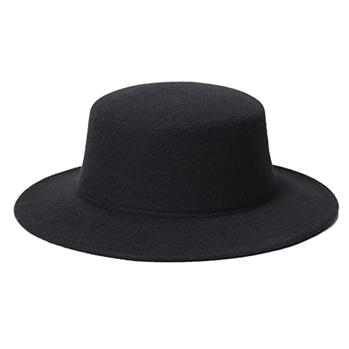 Klassischer Unisex-Fedora-Hut aus Wollmischgewebe, Flache Kirche, Derby-Kappe, breite Krempe, klassischer Pork Pie-Hut, perfekt für Hochzeit, Party, Talentshow, Performance,...