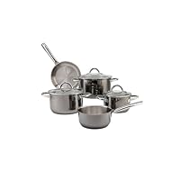 Echtwerk Set van 8 hoogwaardige roestvrijstalen steelpannen - Met glazen deksel - 3 pannen - Voor alle branders - Gold edition