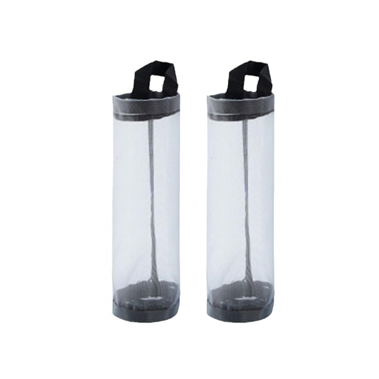 CTFRQC 2 Pack Plastic Bag Holder, Grocery Bag Holder Mesh Hanging Storage Bag Dispenser (Gray), 16.5 x 4.5 inch