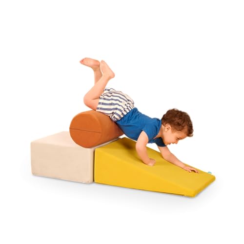 Image of B. toys – Sensory Foam Building Blocks for Toddlers – 3 Pieces Climbing Set with Cylinder, Ramp & Block – Easy-Grip Handles, Machine Washable Covers – Soft Play Shapes for Babies & Toddlers 12+ Months