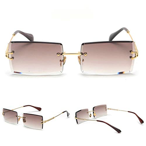 mincl/Fashion Small Rectangle Sunglasses Women Ultralight Candy Color Rimless Ocean Sun Glasses3