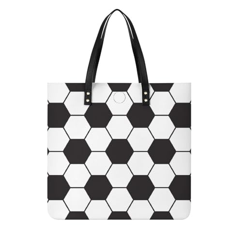 Sac à main de football noir et blanc pour femmes | Grand cabas shopper de voyage 39x39cm
