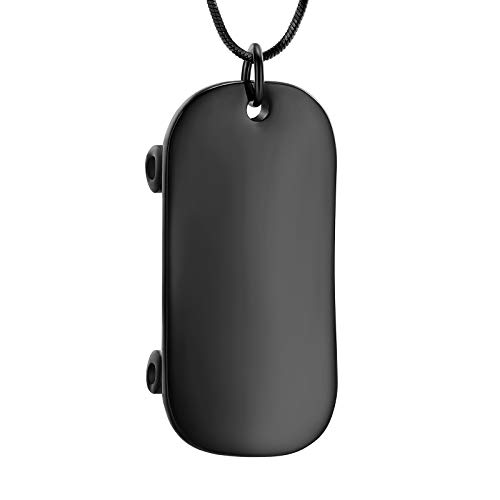 Minicremation Cremation Ashes Jewelry Cool Skateboard Urn Necklace for Ashes Stainless Steel Keepsake Urn Pendant Ashes Holder(Black)
