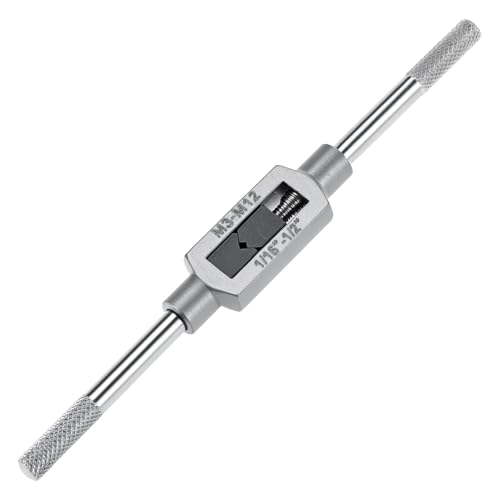 QWORK M3-M12 Adjustable Tap Wrench, Steel T-Handle
