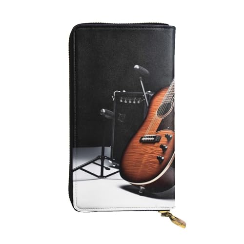 Musical Instrument Guitar Wallet For Women Men Clutch Rfid Blocking Leather Wallets Large Capacity Purse Credit Card Holder Money Case With Zipper Phone Holder Long Travel Purse
