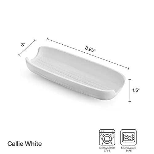 Pfaltzgraff Callie White Corn Dishes Set of 4, Stoneware Corn on the Cob Holders, 8.25 Inches Long, Dishwasher and Microwave Safe, Charming White Dinnerware for Family Meals by Pfaltzgraff - Image 3