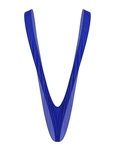 Hularka Men's High Cut Thong One-Piece Bodysuit Swimsuit Bathing Suit Mankini Underwear Lingerie Blue Medium #TOP1