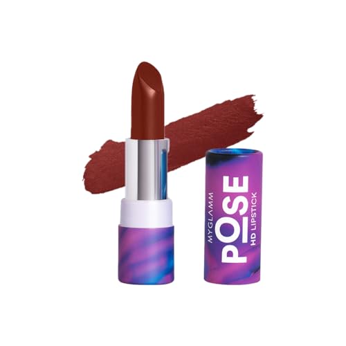 Image of MyGlamm POSE HD Lipstick-Mahogany (Brown)-4 gm | Matte Lipstick | Enriched with Moringa oil & Vitamin E | Long-lasting & Moisturising