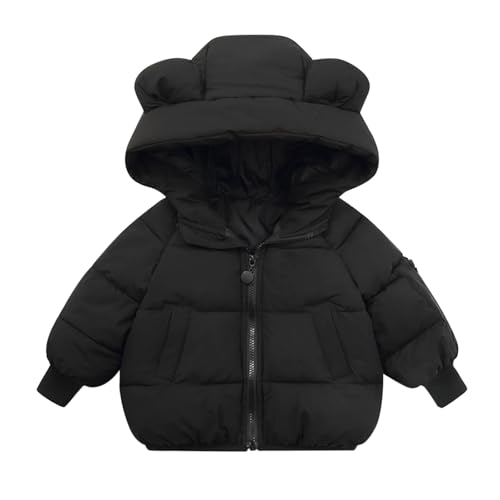 Winter Warm Puffer Jacket for Girls Boys Cute Ear Hood Zip Up Windproof Down Coat Toddler Casual Outdoor Outerwear