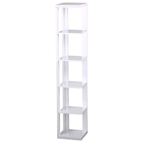 truecharms 5 Tier White Finish Wood Wall Corner Shelf Slim Bookshelf
