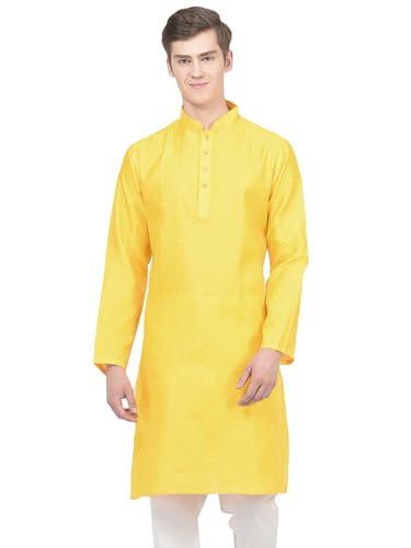 Image of SG LEMAN Knee Length Solid Kurta for Men | Silk | Long Sleeve | Ethnic Wear for Men | Party and Weeding wear Kurta
