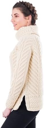 SAOL Aran Irish Sweater for Women - Made of 100% Merino Wool - Ireland Fisherman Cable Knit Ladies Pullover - Image 5