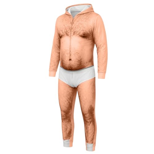 Ugly Jumpsuit Funny Dad Bod Zip Up Adult Hooded Novelty One-Piece Pajama - image 3