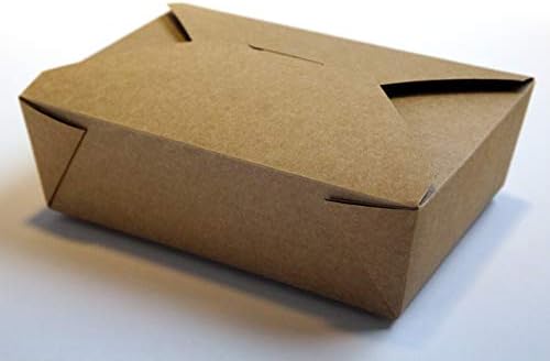 50 Pcs + 5 Extra - Takeaway Food Boxes No. 1 - Biodegradable Brown Cardboard Fast Food Box - 26oz (750cc) Eco Friendly 55 x Kraft Leak-Proof Brown Leakproof Deli Food Containers