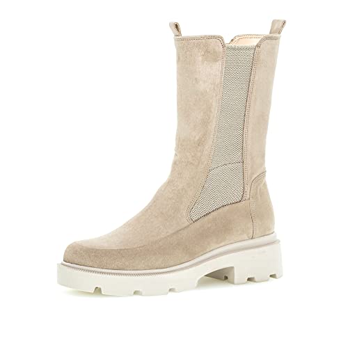 Gabor Mujer Botines, señora Botas Chelsea,Plantilla Desmontable,botín,Bota de Deslizamiento,Plano,Botas,Beige (Kiesel),39 EU / 6 UK Cover