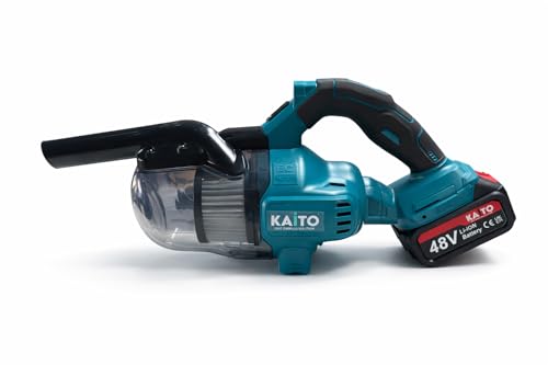 Image of KAITO Cordless Vacuum Cleaner 48V (300W) | 9.6KPa Powerful Suction, 800ml Dust Capacity | Portable Handheld Vacuum with 2 Batteries, Charger & Attachments | for Car, Home & Floor Cleaning