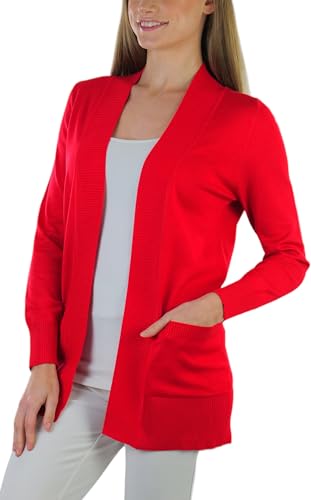 Image of ToBeInStyle Women's Long Sleeve Rib Banded Open Sweater Cardigan