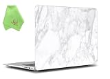 Ueswill - Carcasa rígida para MacBook Suave al Tacto Mate Esmerilado + paño de Limpieza de Microfibra Mackbook Air 13" diseño de mármol Blanco