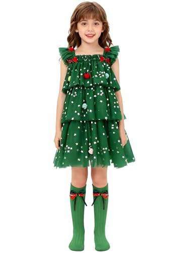 Robe de Noël bébé fille en tulle vert robe de princesse volumineuse