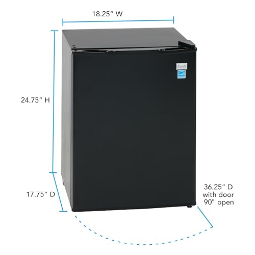 Avanti Mini Fridge Compact Refrigerator for Home Office or Dorm, Features Single Reversible Door Removable Shelves Automatic Defrost and Adjustable Temperature Control, 2.4-Cu.Ft, Black on Fridge.com
