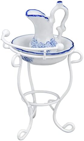 1:12 Exquisite Dollhouse Washbasin Stand Kettle and Basin Dollhouse Bathroom Accessories