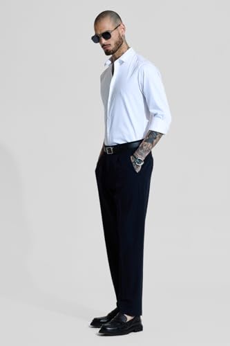 Image of SNITCH Men Formal Shirt | Slim Fit Long Sleeve Spread Collar Solid Design | Premium Cotton Blend & Breathable Fabric for Office & Casual Wear