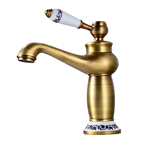 Robinet d'eau froide et chaude en laiton antique noir pour vasque
