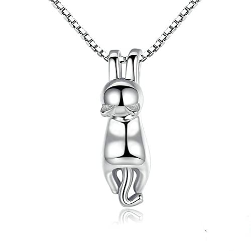 Collier en argent pour femme avec pendentif chat idéal au bureau