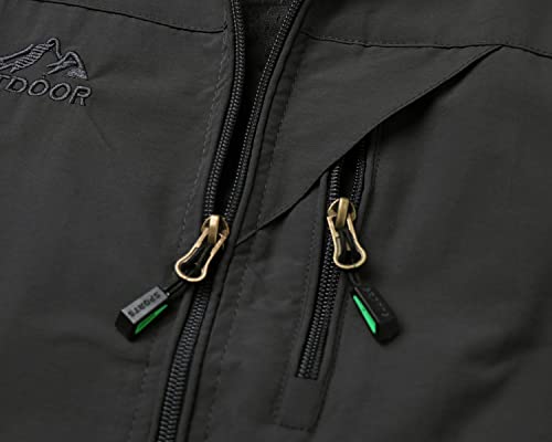 Foto von Yukirtiq Herren Outdoor Anglerweste Leicht Safari Weste Multifunktionsweste Atmungsaktiv Angeln Weste Jagdweste Taschen Wandernweste Fotografie Ärmellos Jacke, Grau, 3XL