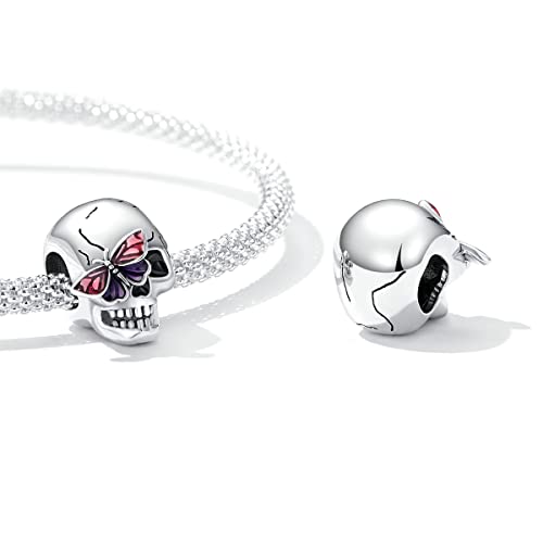 Cuentas de plata de ley 925 de calavera oscura como regalo de Halloween 3