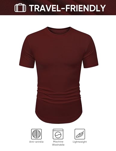 Image of JMIERR Mens Short Sleeve T Shirt Summer Muscle Slim Fitted Crewneck Longline Tees Shirts for Gym Workout