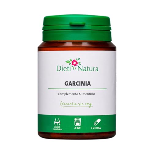 Dieti Natura Garcinia 200 Cápsulas - Garcinia Rica en Ácido Hidroxicítrico Esencial para Regular el Apetito y Controlar el Peso - Fabricado en Francia, Garantía sin OMG
