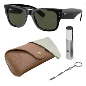 Ray-Ban RB0840SF MEGA WAYFARER LOW BRIDGE FIT Square Shaped Sunglasses for Men & Women with Official RAYBAN Eyewear Kit