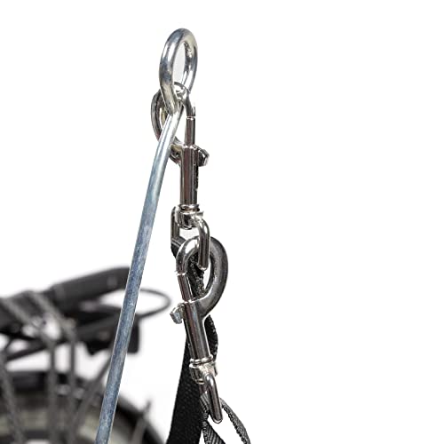 DRULINE Fahrrad Hundeleine - Fahrrad Abstandhalter - Fahrradhalter - Stahl Silber/schwarz/Nylon - ca. 125 cm - Schnellbefestigungsmechanismus - inkl. Befestigungsmaterial